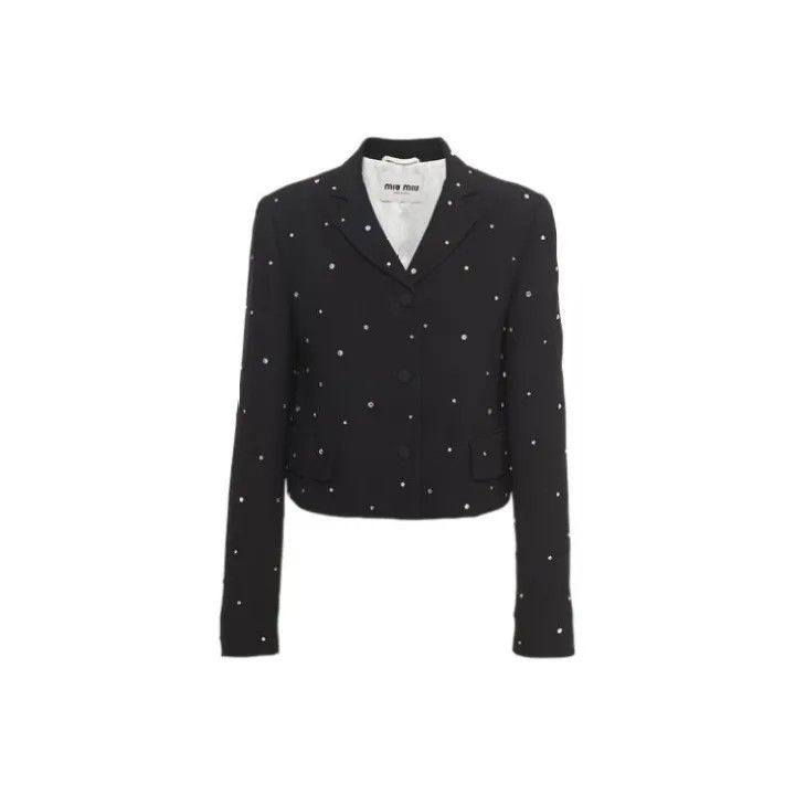 Miu Miu Miu Miu Crystal-Embellished Cropped Jacket 0079 Size M / US 6-8 / IT 42-44 - 1 Thumbnail