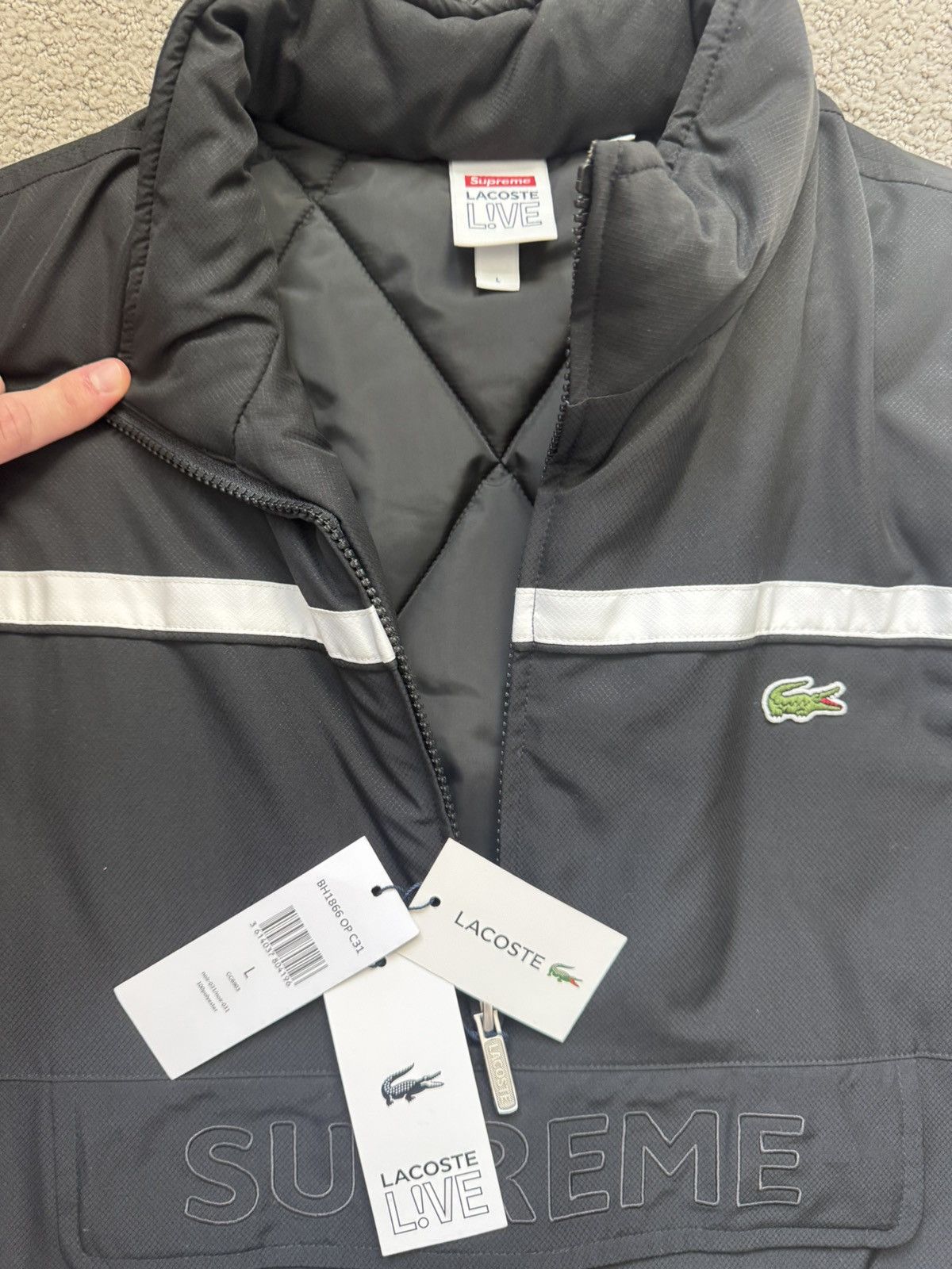 Lacoste × Supreme Supreme LACOSTE Puffy Half Zip Pullover Size US L / EU 52-54 / 3 - 3 Thumbnail