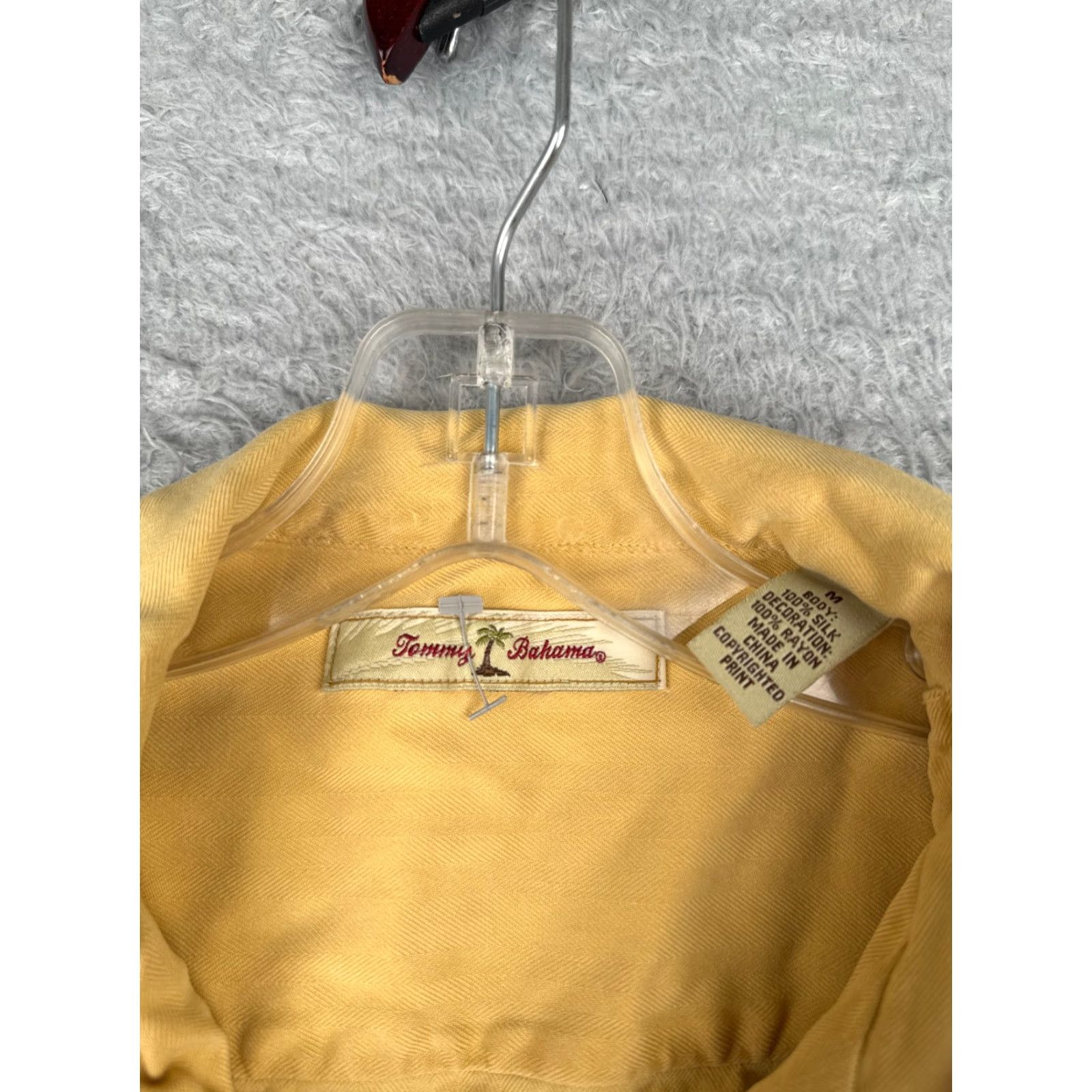 Tommy Bahama Tommy Bahama Shirt Men Large Yellow Button Silk Rayon Short Sleeve READ Size US L / EU 52-54 / 3 - 7 Thumbnail
