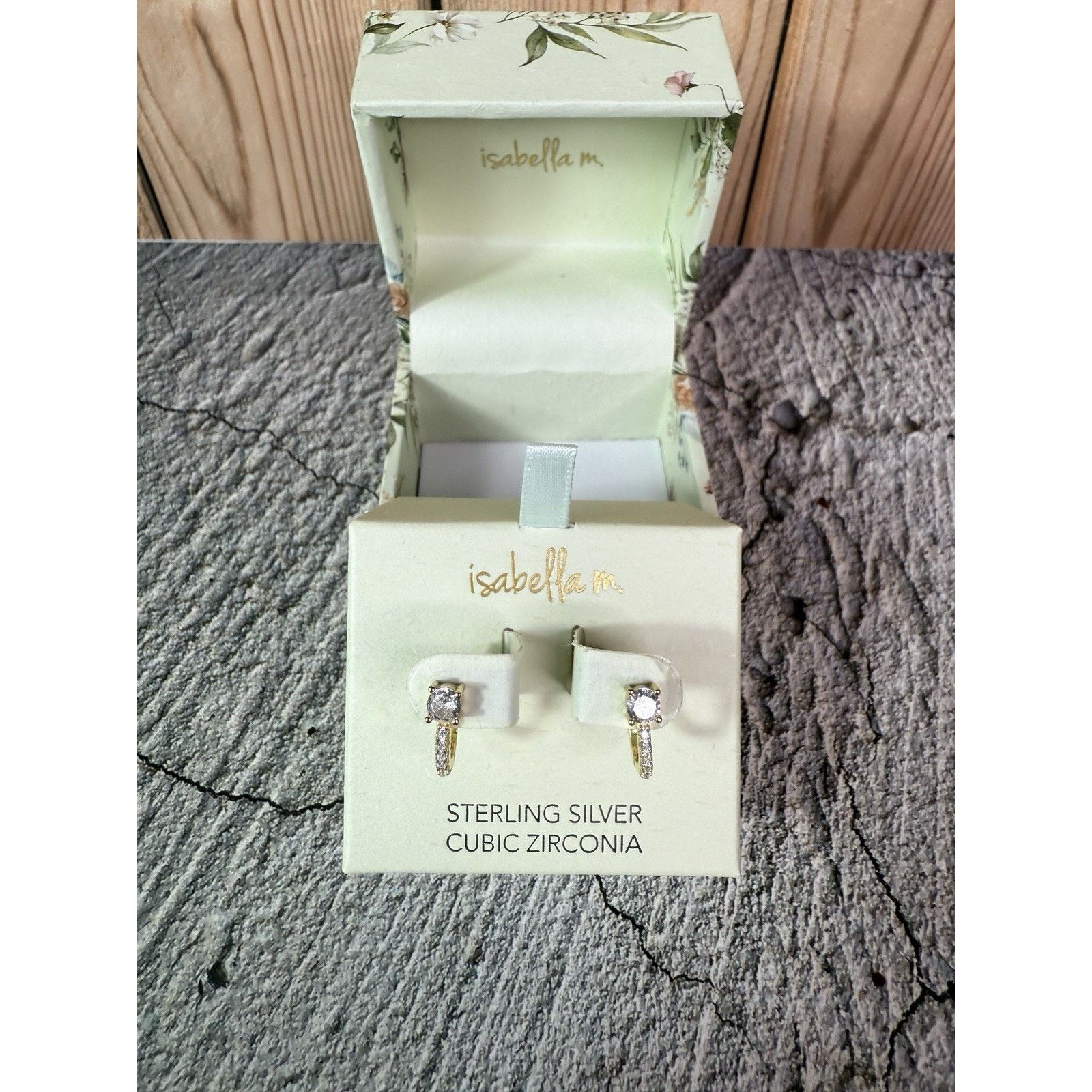Sterling Silver Isabella M Sterling Silver Vermeil Cubic Zirconia Earrings Size ONE SIZE - 6 Thumbnail