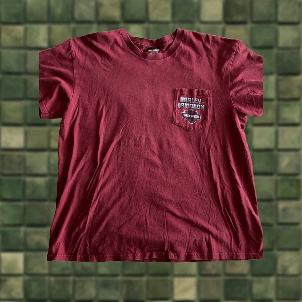 Harley Davidson Harley Davidson T Shirt Mens XL Pocket Tee Charlotte NC Maroon Red Size US XL / EU 56 / 4 - 1 Thumbnail