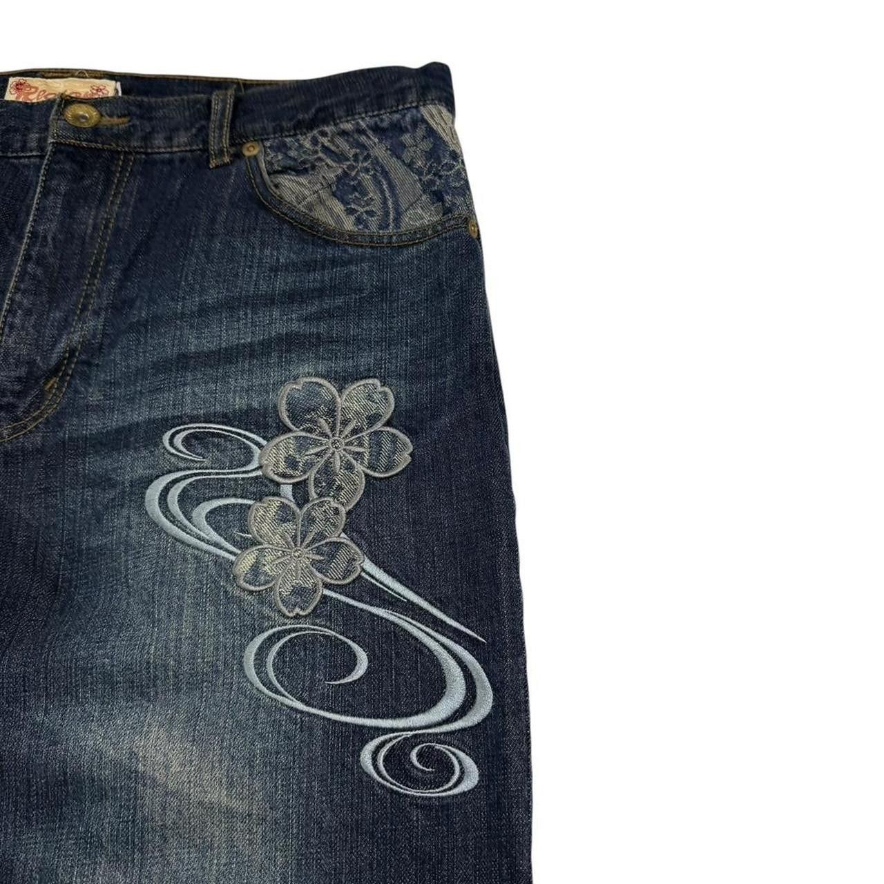 Karakuri Tamashii Karakuri Tamashii Embroidered Floral Japanese Jeans Waist 35 Size US 35 - 2 Thumbnail
