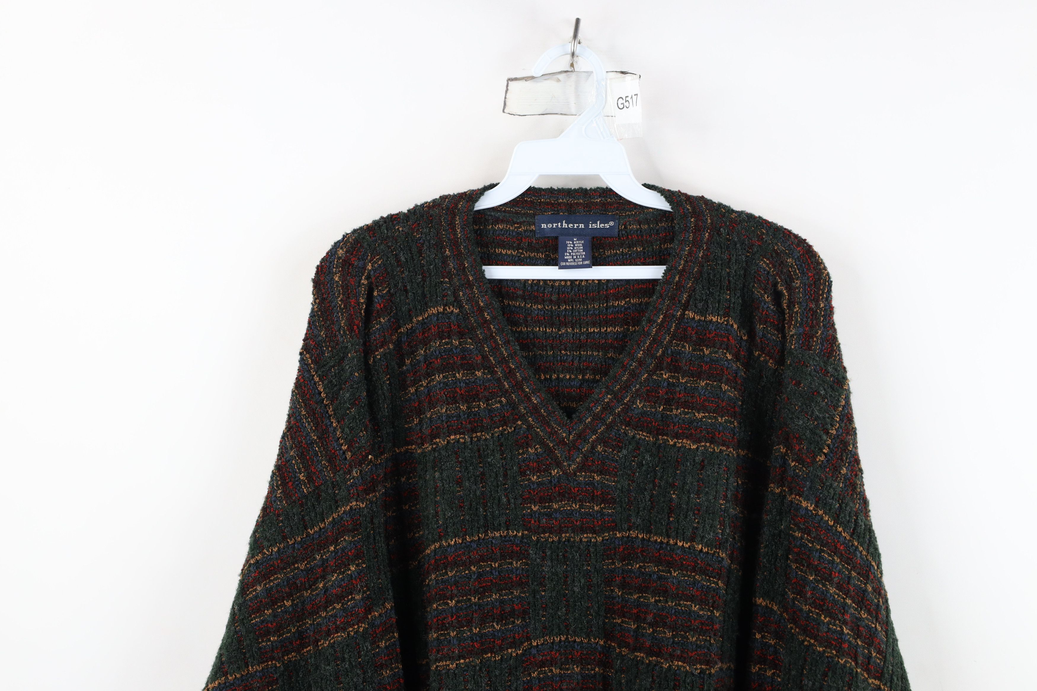 Vintage Vintage 90s Streetwear Checkered Wool Blend Knit Sweater USA Size US M / EU 48-50 / 2 - 2 Thumbnail