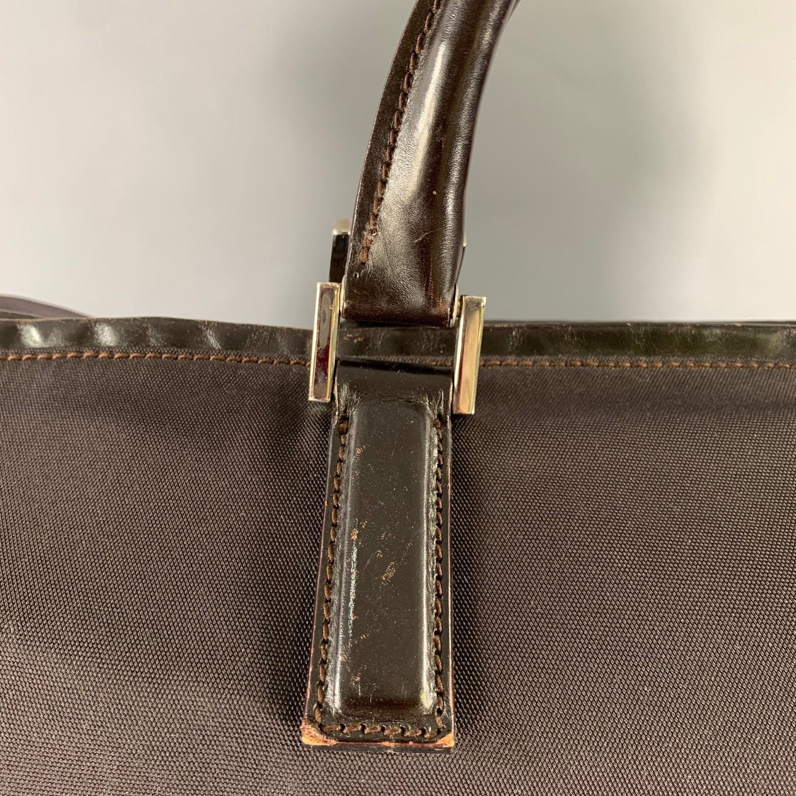Gucci GUCCI Brown Leather Trim Nylon Weekender Bag Size ONE SIZE - 3 Thumbnail