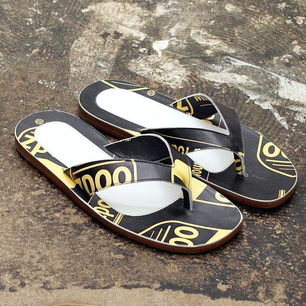image of Maison Margiela Black & Yellow Flip Flops Success Shoes in Black/Yellow, Men's (Size 9)