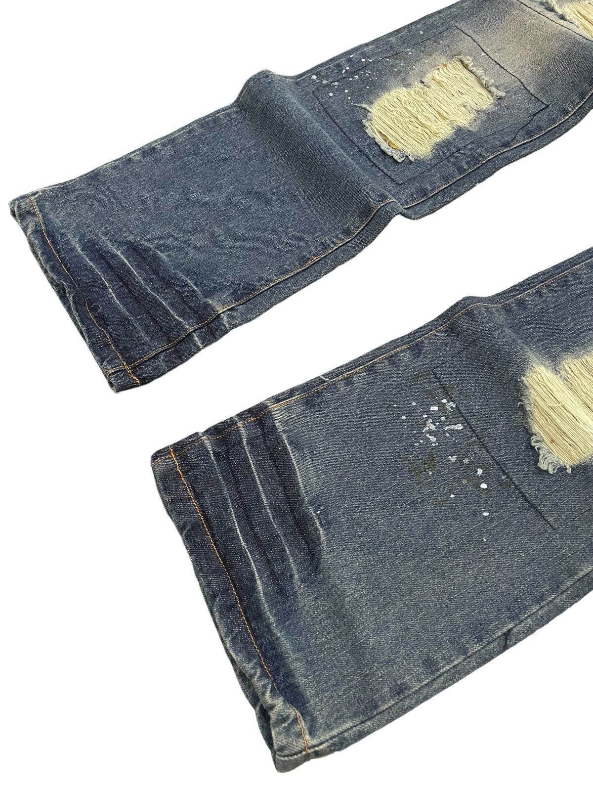 Zaero sail Japan Patch Work Distressed Dirty Blue Wash Jeans