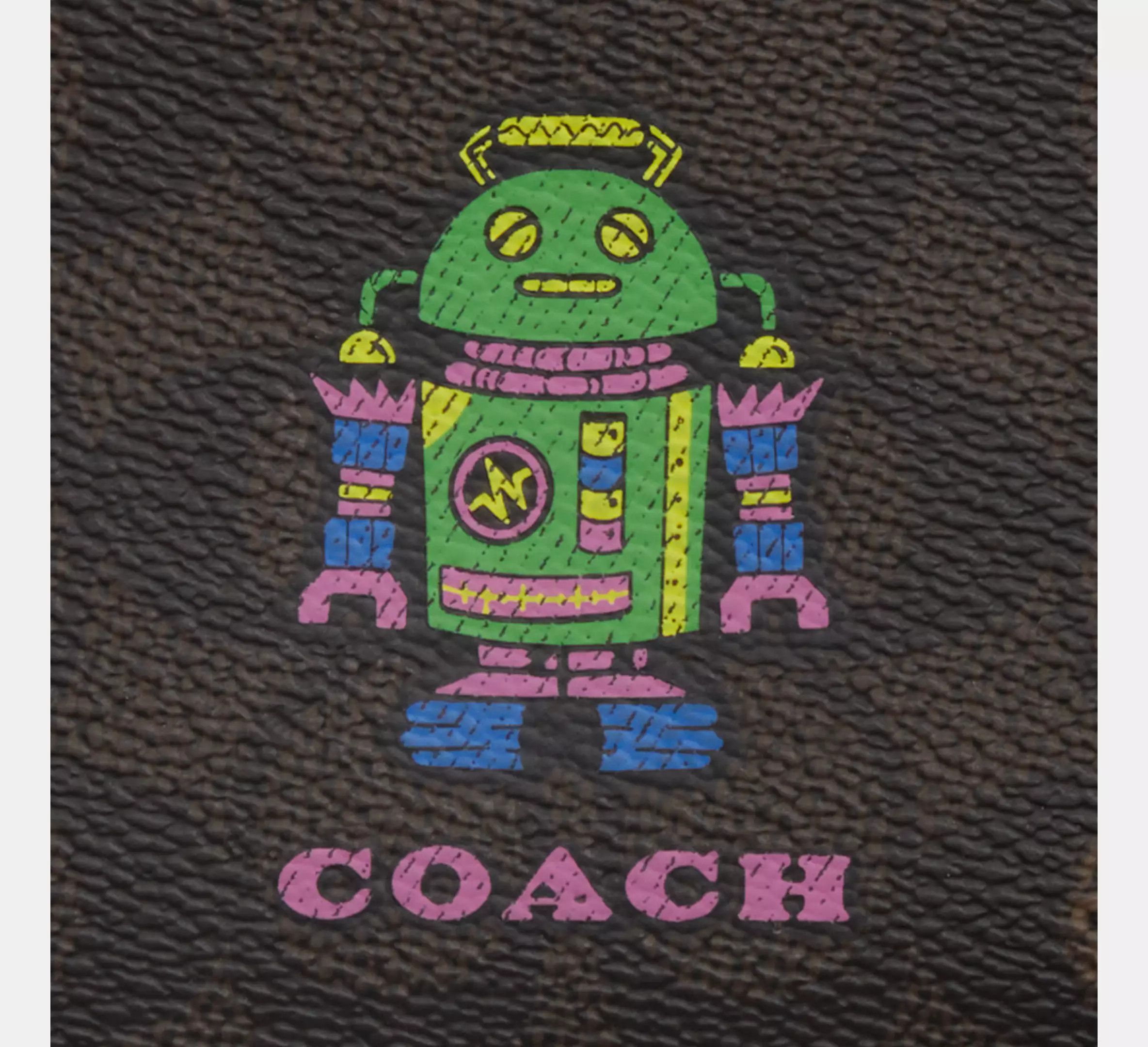 Coach Cosmic Coach Zip Card Case With Robot Print CW223 Size ONE SIZE - 4 Thumbnail