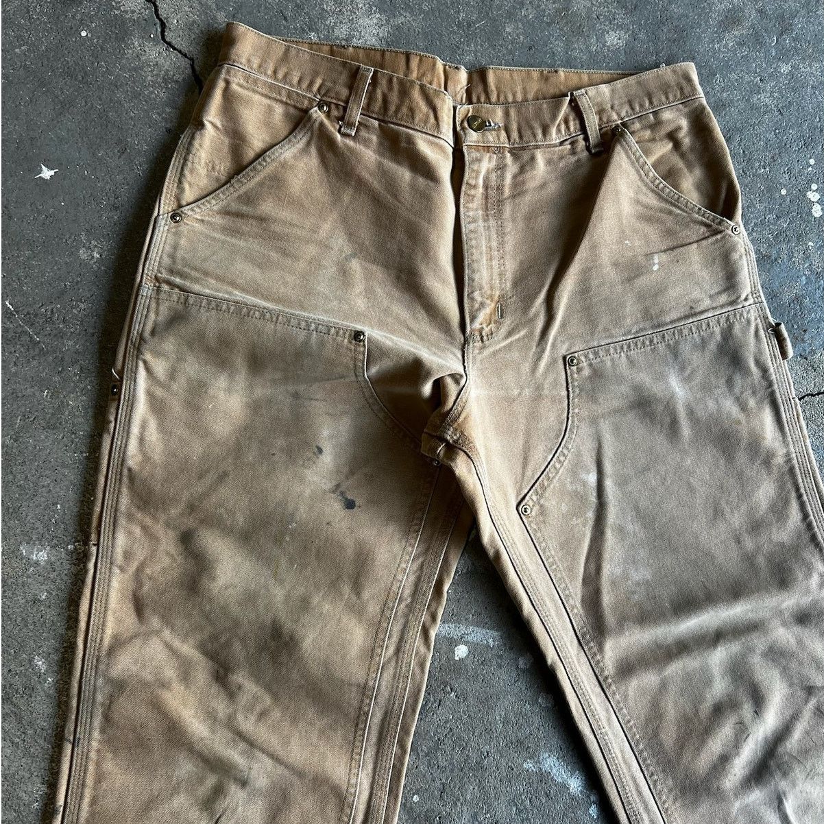 Carhartt × Vintage Carhartt faded brown double knee work wear carpenter pants Size US 35 - 8 Thumbnail