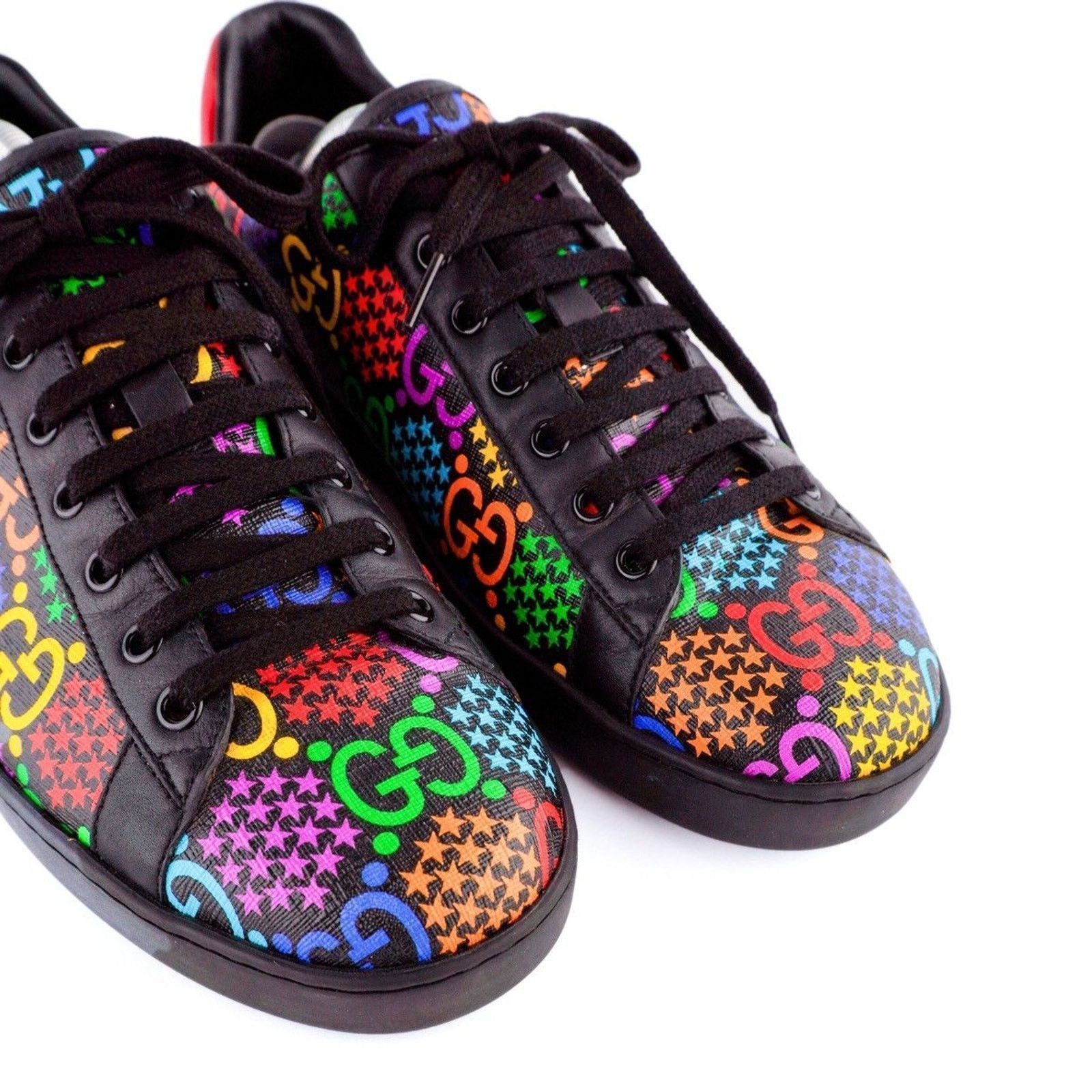 Gucci Gucci Ace Psychedelic GG Monogram Logo Leather Sneakers Size US 10.5 / EU 43-44 - 10 Thumbnail