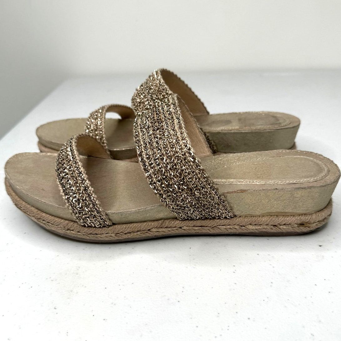 Eileen Fisher Eileen Fisher Fresh Platinum/Gold Metallic Jute Sandals Size US 9 / IT 39 - 1 Thumbnail