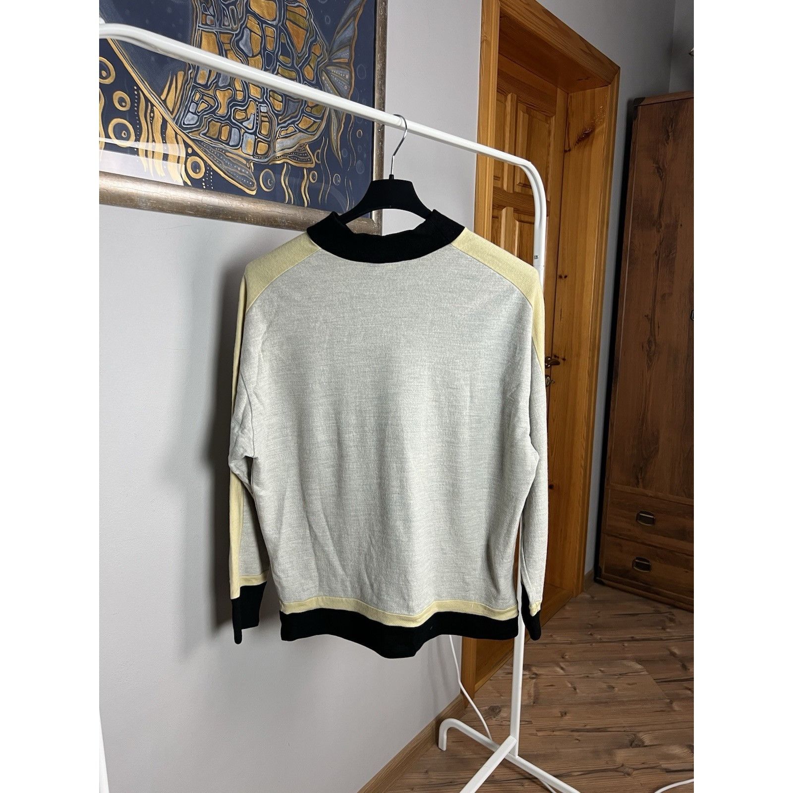 Helmut Lang Helmut Lang Women`s Beige Multicolor Wool High Neck Sweater Size L / US 10 / IT 46 - 7 Thumbnail