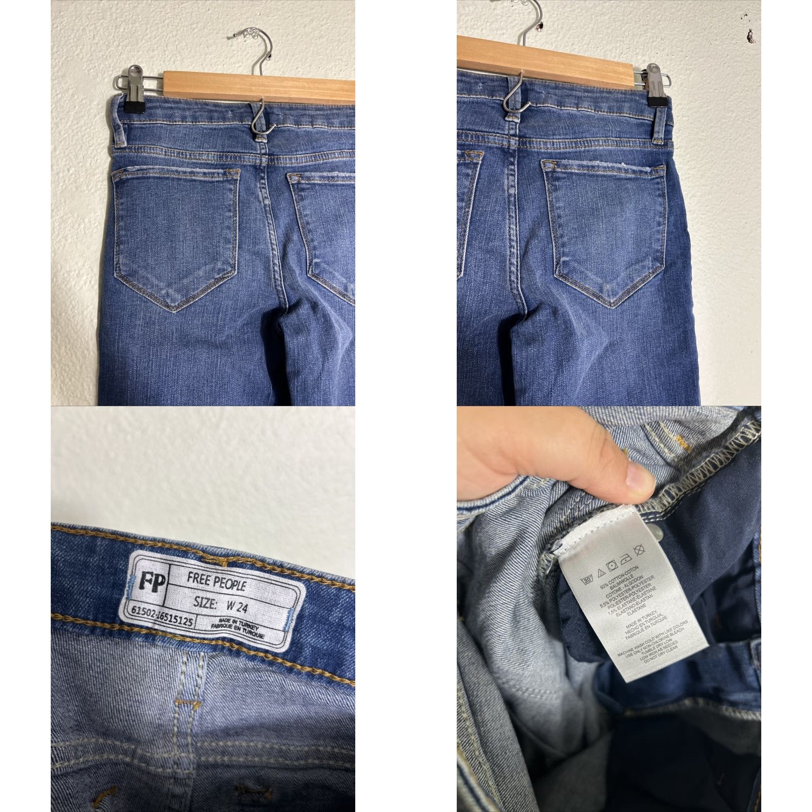 Free People Free People Jeans Women 24 Blue Slim Flared Raw Hem Medium Wash 24x30 Womens Size 42" / US 20 - 9 Thumbnail