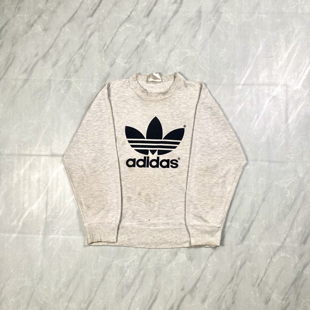 Adidas Vintage 90s Adidas Trefoil Distressed Crewneck Size US M / EU 48-50 / 2 - 1 Thumbnail