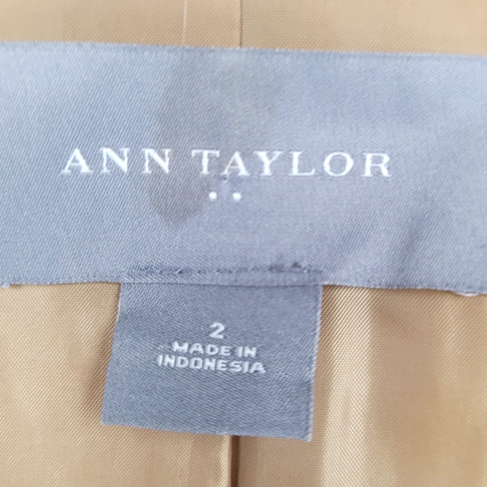 Ann Taylor VINTAGE Ann Taylor Coat Womens 2 Brown 100% Cotton Buttoned Lined Pockets Notch Collared Mid-Length Long Sleeve Dry Clean Only Size XS / US 0-2 / IT 36-38 - 3 Thumbnail