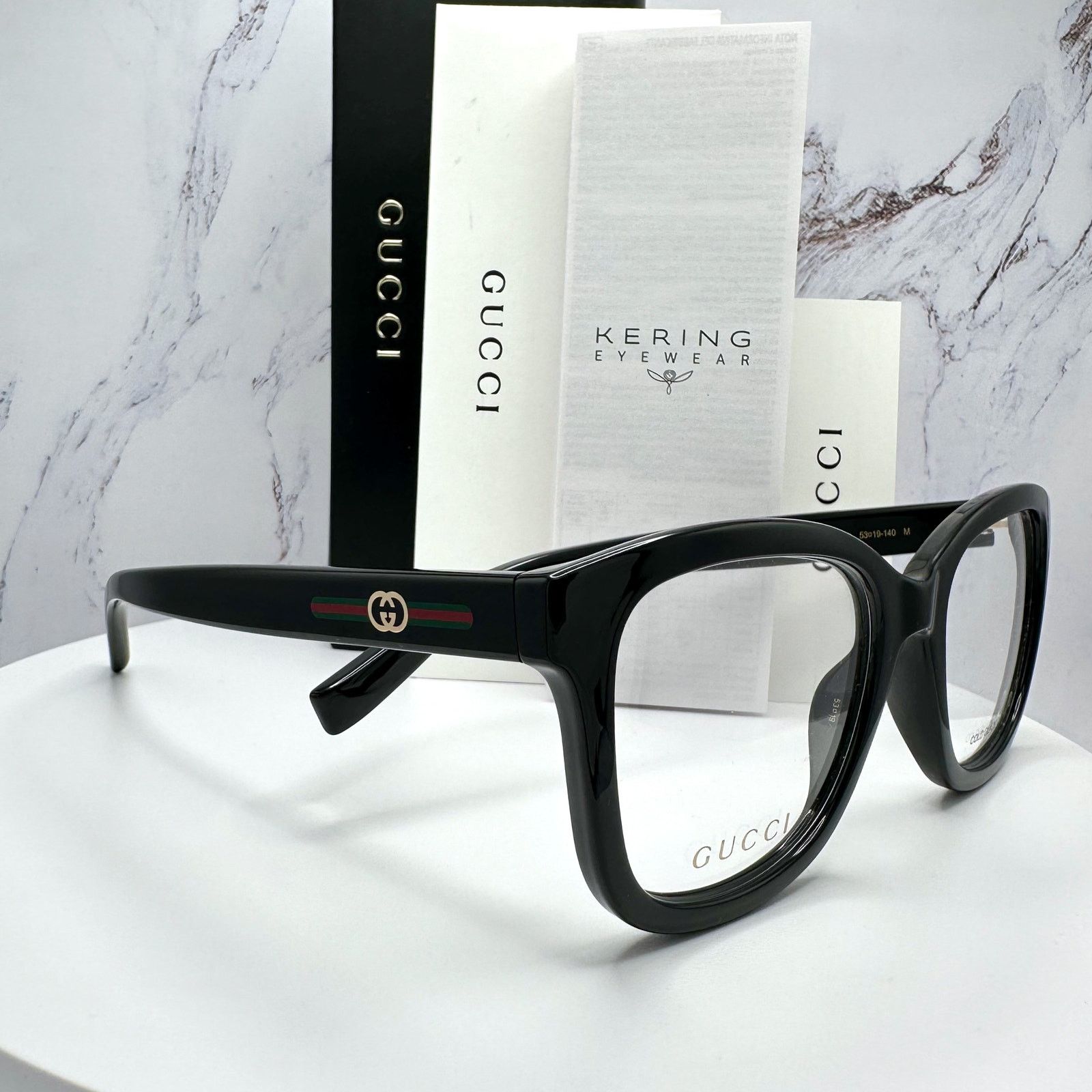 Gucci New GUCCI Eyeglasses Black Square GG Logo Red Green Web Size ONE SIZE - 1 Thumbnail