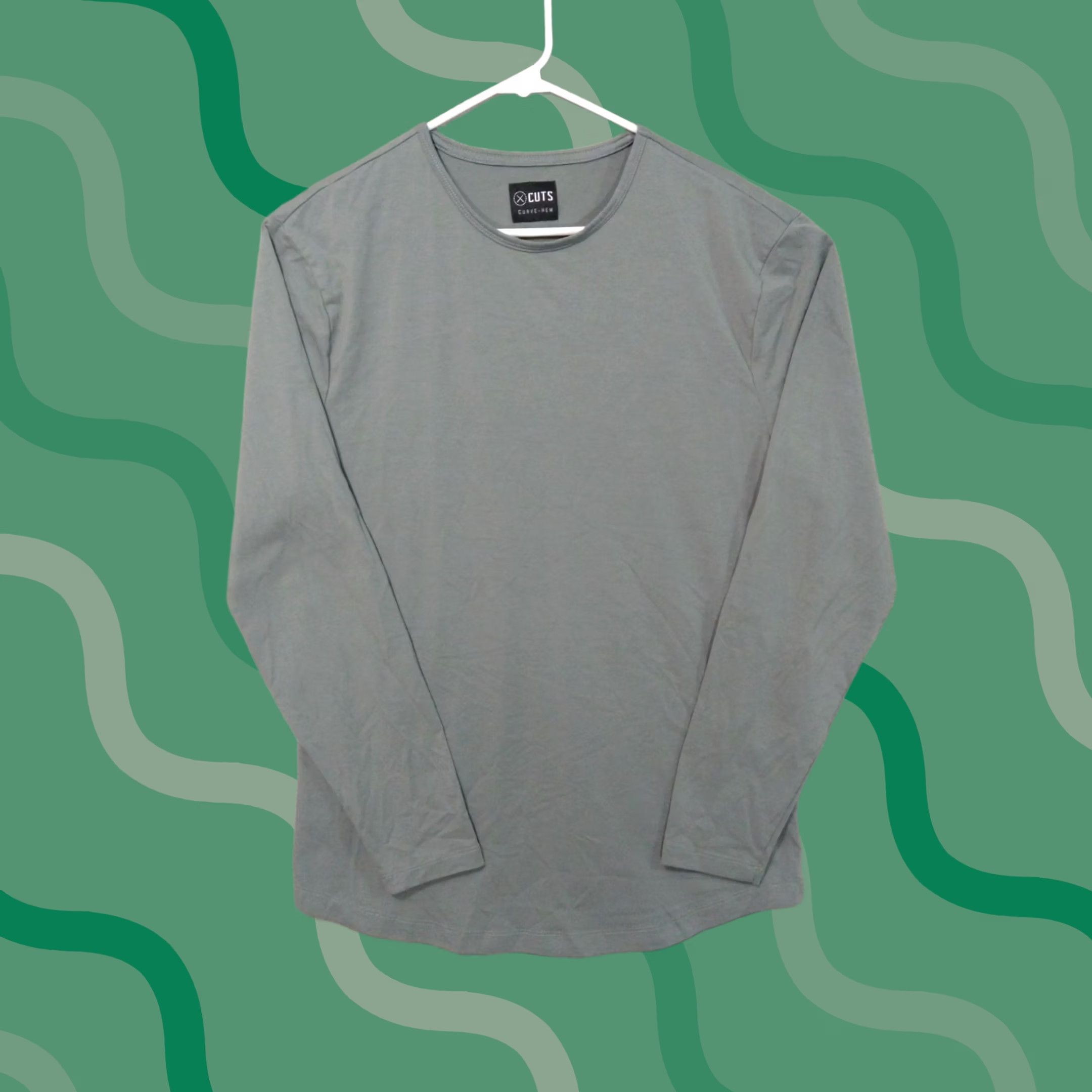 Cuts CUTS Shirt Mens XL Gray Pyca Pro Long Sleeve Crew Neck Curve Hem Size US XL / EU 56 / 4 - 1 Thumbnail