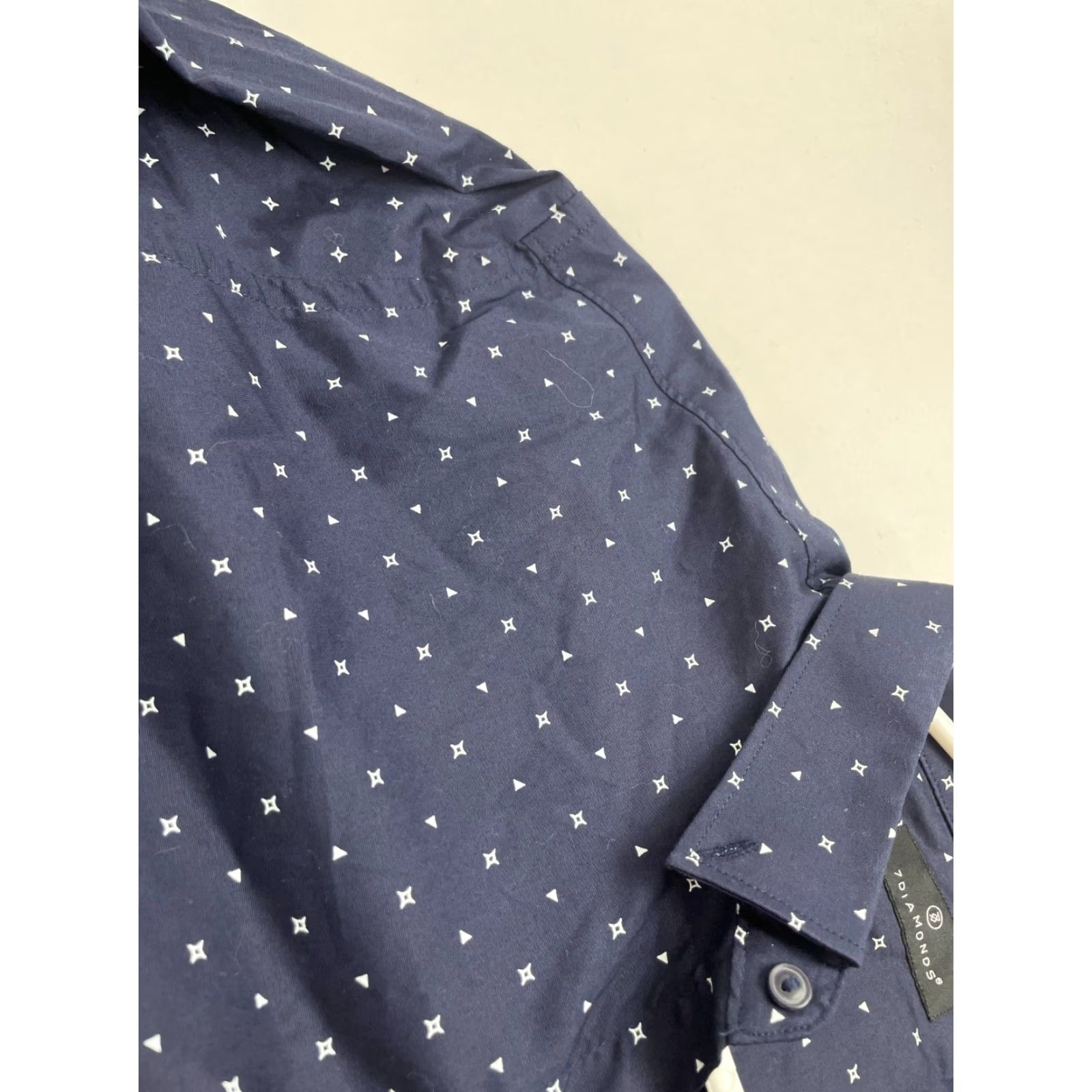 Vintage 7 Diamonds Shirt Men XL Navy Blue Button Up Long Sleeve Size US XL / EU 56 / 4 - 4 Thumbnail