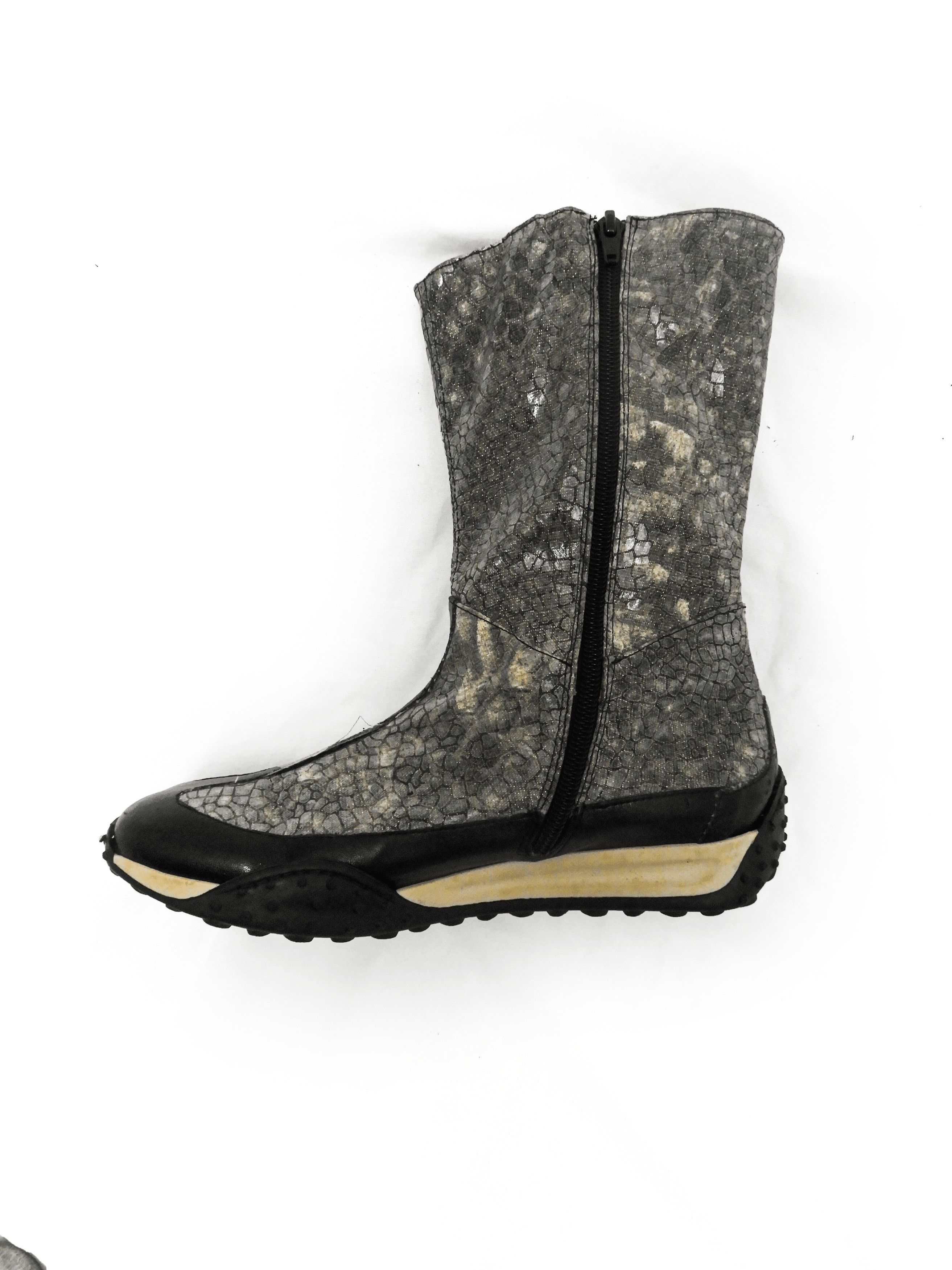 Roberto Cavalli Roberto Cavalli Grey Faux Snakeskin Print Boxer Boots Size US 8.5 / IT 38.5 - 4 Thumbnail