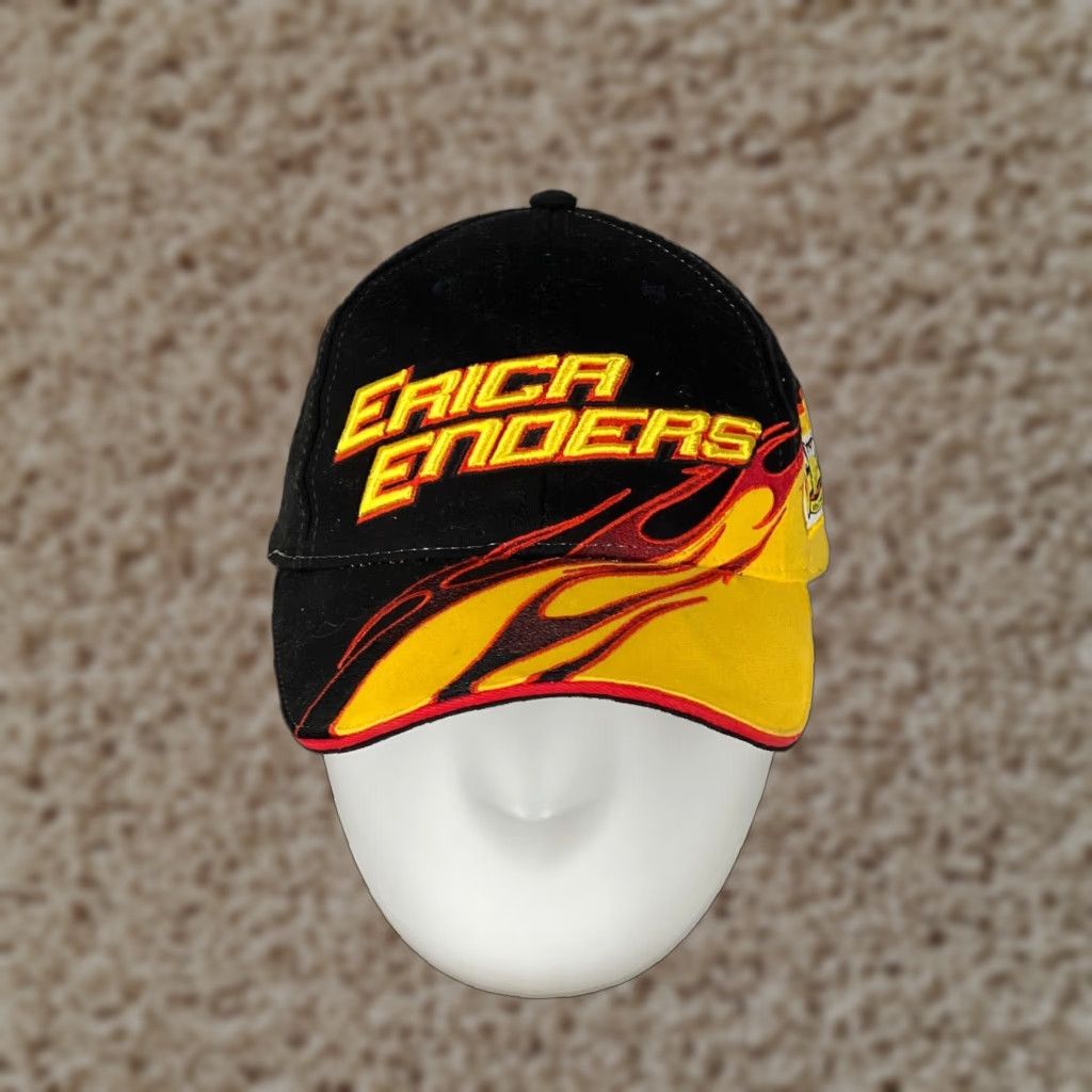 Vintage Main Gate Erica Enders Hat Cap Strap Back Adult One Size Black Yellow Flame NHRA Drag Race Size ONE SIZE - 1 Thumbnail