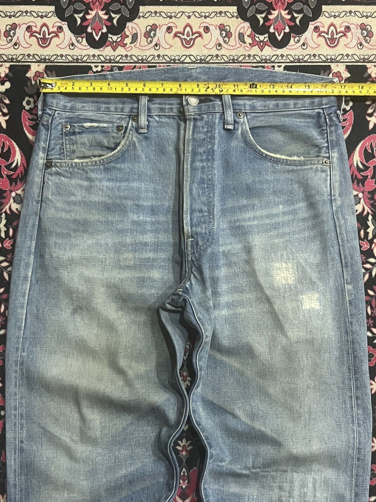 Levi's Vintage Clothing Levi’s LVC 501 Big E Repaired Blue Washed Selvedge Jeans Size US 34 / EU 50 - 16 Thumbnail