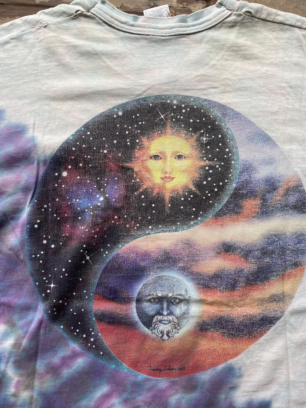 Band Tees × Grateful Dead × Vintage Vintage 1995 Tammy Schatz No Fade Sun & Moon Tie Dye T-Shirt Size US XL / EU 56 / 4 - 8 Thumbnail