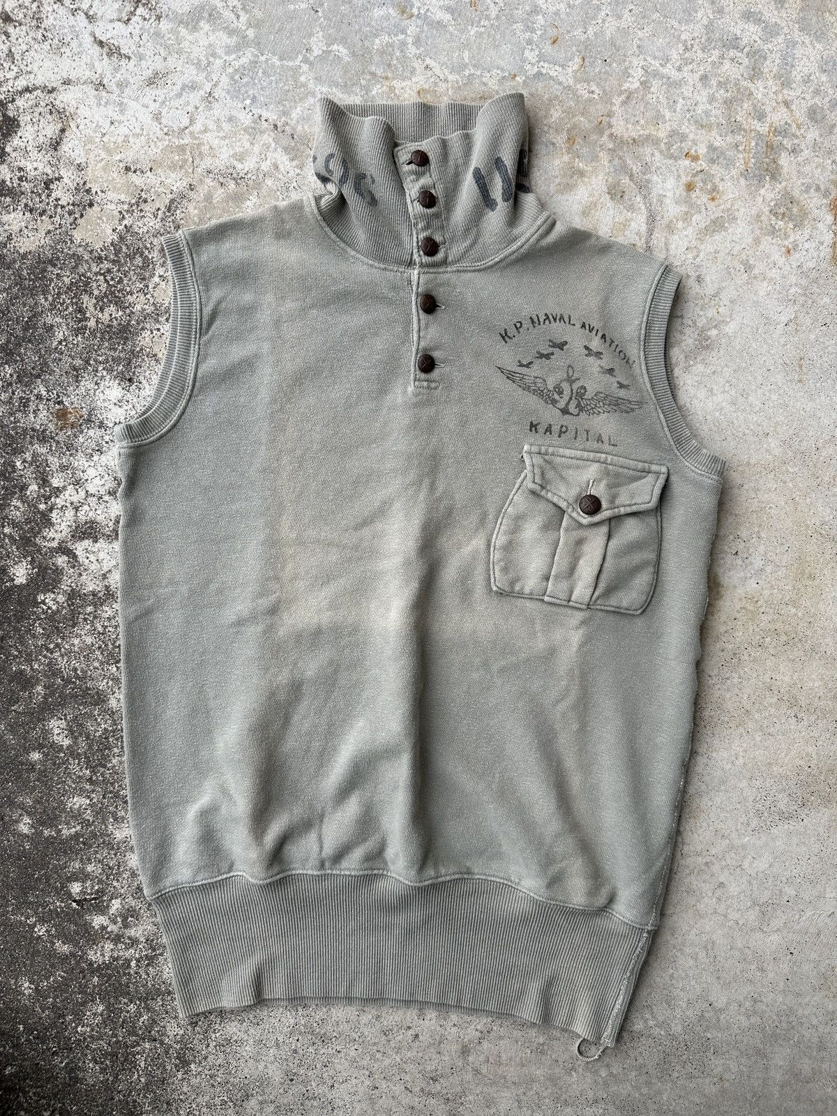 Kapital Kapital Stenciled US Army USAF Military vest polo quater zip Size US M / EU 48-50 / 2 - 1 Thumbnail