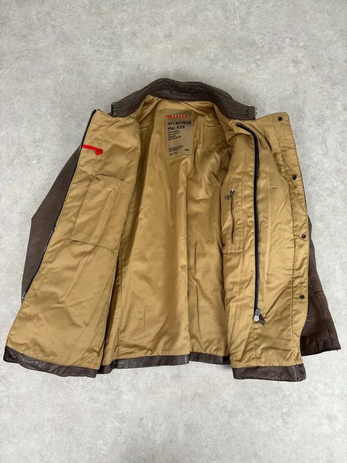 Prada 2000s Prada Brown Avant-Garde Leather Asymmetrical Jacket Size US M / EU 48-50 / 2 - 7 Thumbnail