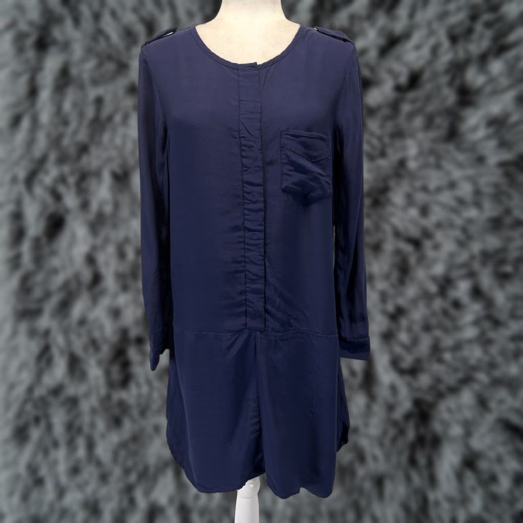 Madewell VINTAGE Madewell Shirt Dress Womens M Navy Tunic 3/4 Sleeve Button Drop Waist Military Epaulettes Size M / US 6-8 / IT 42-44 - 1 Thumbnail