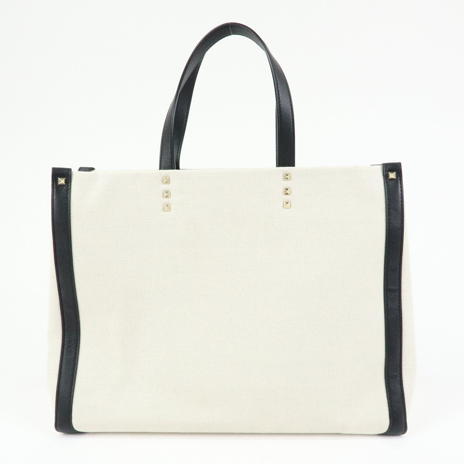 Valentino Valentino Rockstud VLTN Canvas Tote White Size ONE SIZE - 2 Thumbnail