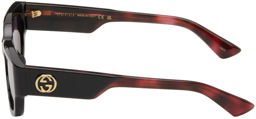Gucci Gucci Black & Red Specialized Fit Oval Sunglasses Size ONE SIZE - 3 Thumbnail