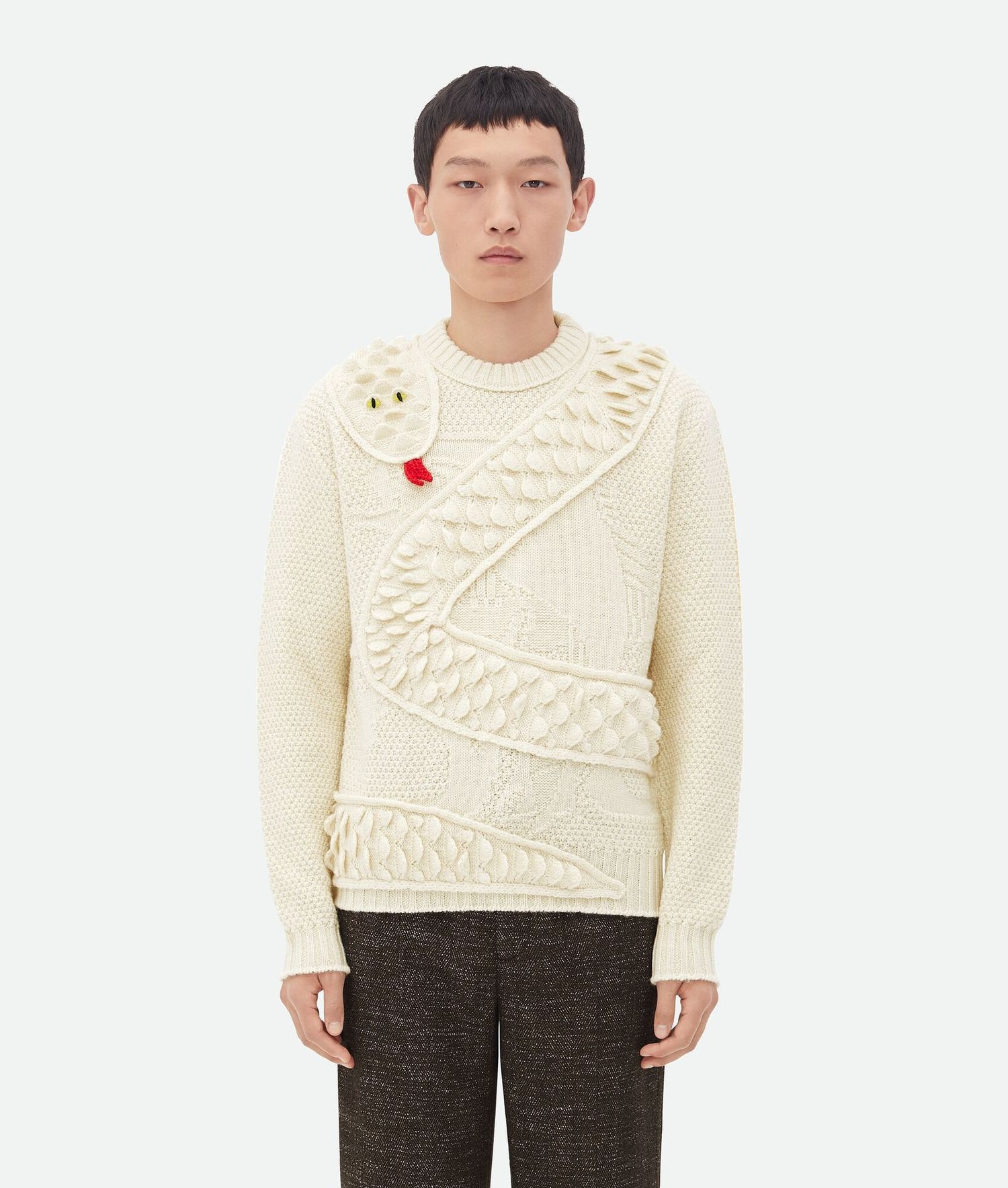 Bottega Veneta Snake Scales Wool Knit Jumper Sweater in Dove Size US S / EU 44-46 / 1 - 1 Thumbnail