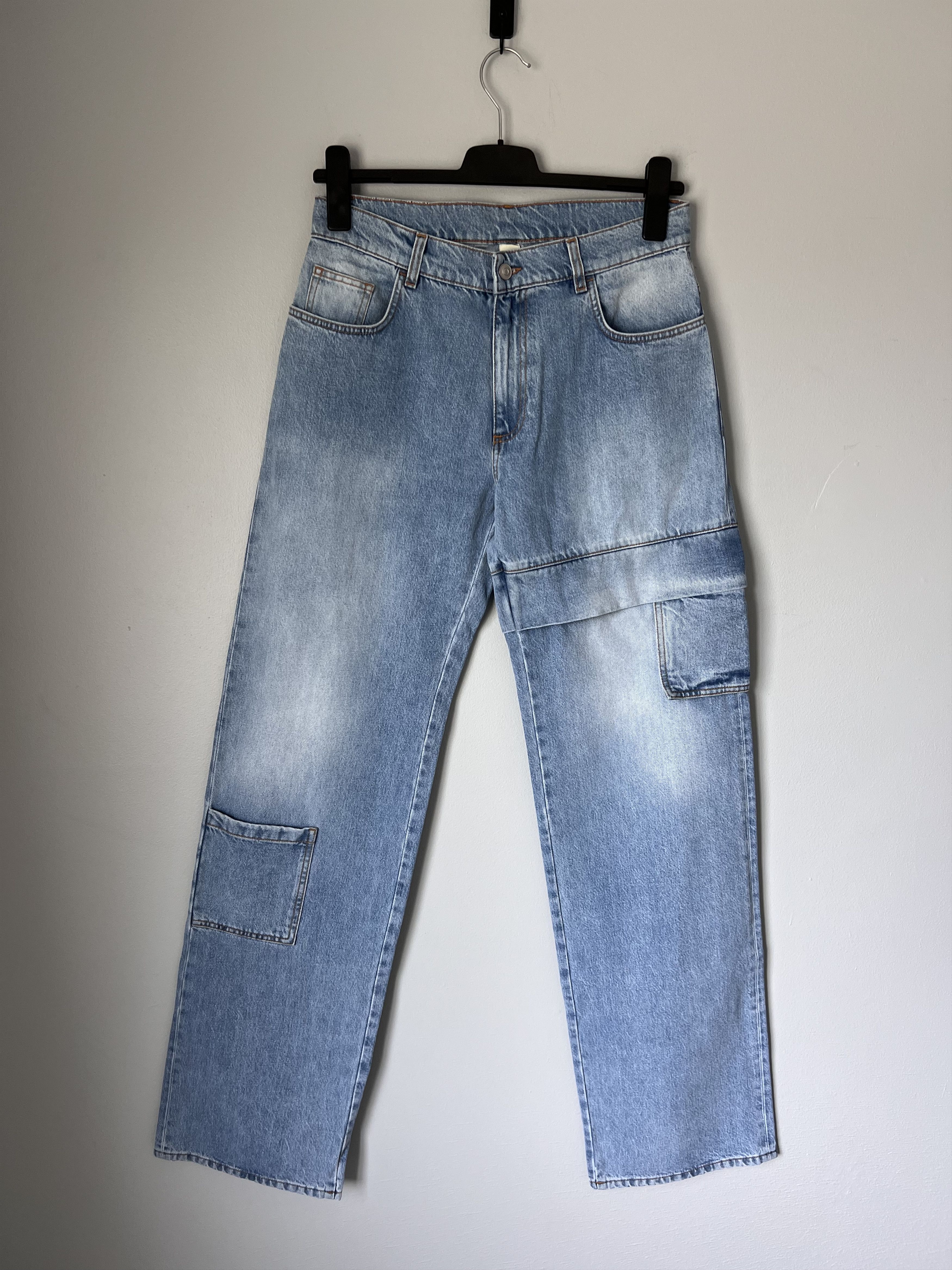 1017 Alyx 9SM Oversized Denim Cargo Pants in Light Blue