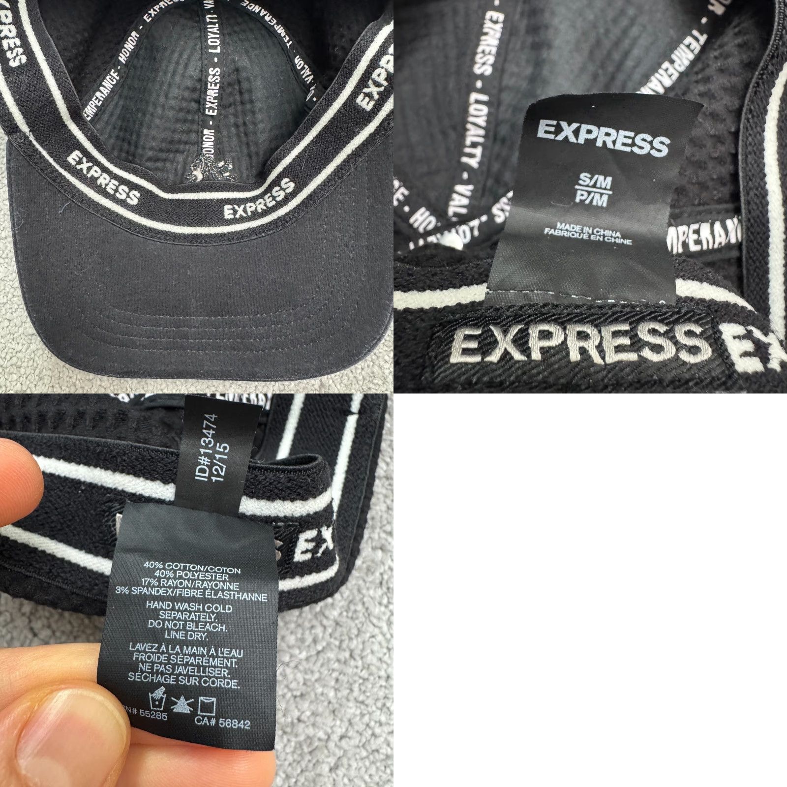 Express Express Hat Cap Mens S/M Black Knit Waffle Textured Embroidered Lion Adjustable Lightweight Casual Cap Size ONE SIZE - 8 Thumbnail