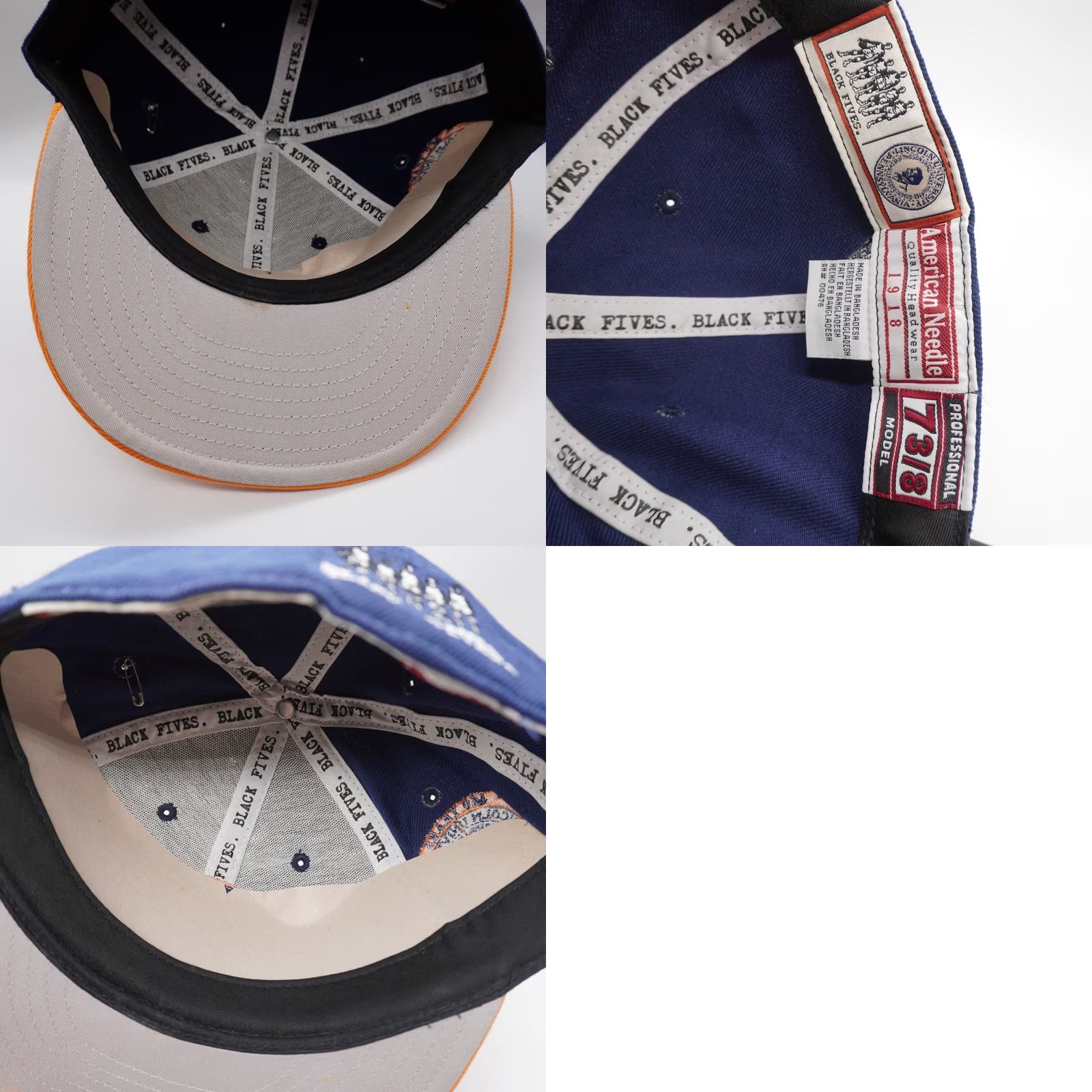 American Needle American Needle Lincoln University Hat Mens 7 3/8 Navy Orange Black Fives Fitted Size ONE SIZE - 8 Thumbnail