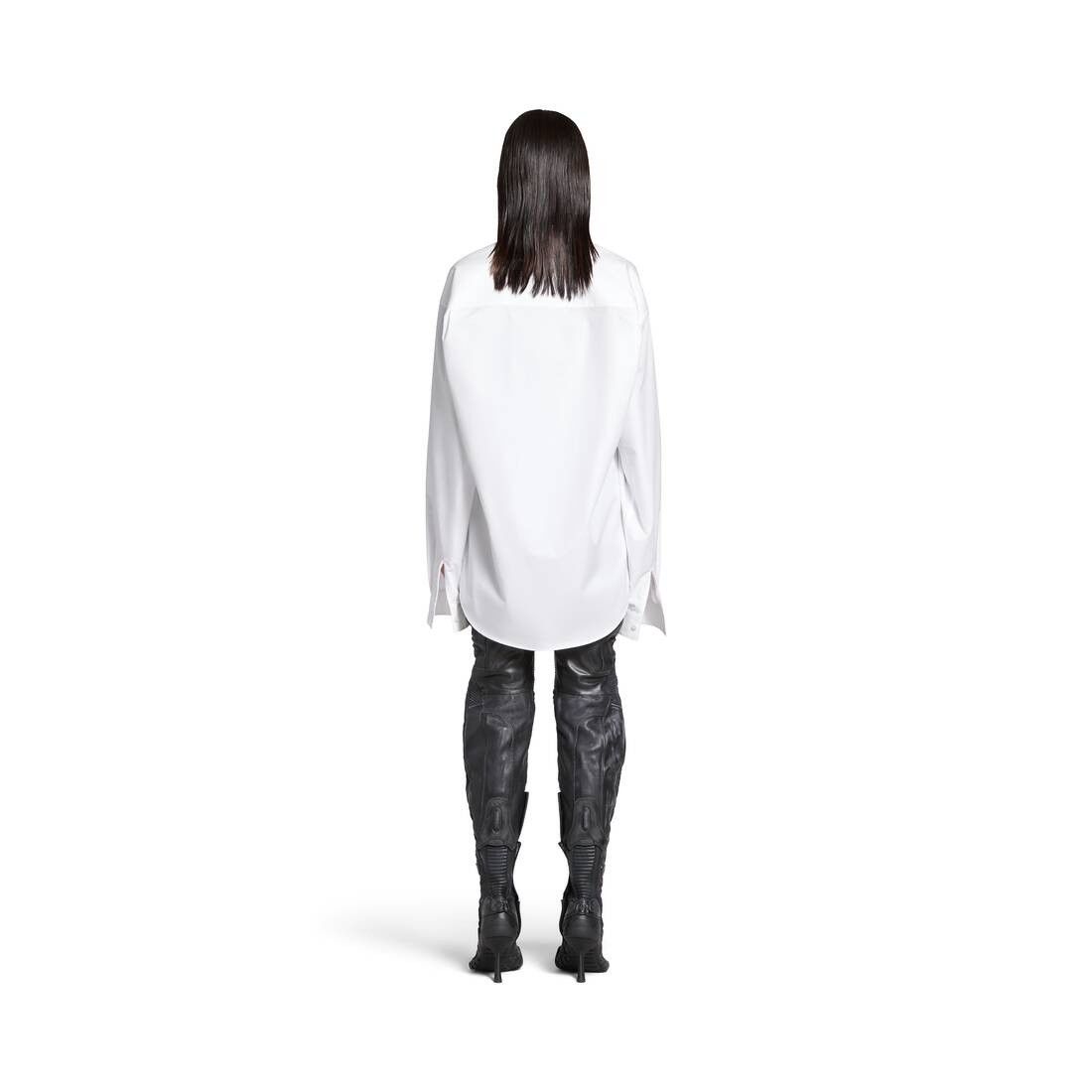 Balenciaga o1bcso1str1025 Kick Collar Shirt Large Fit in White Size S / US 4 / IT 40 - 4 Thumbnail