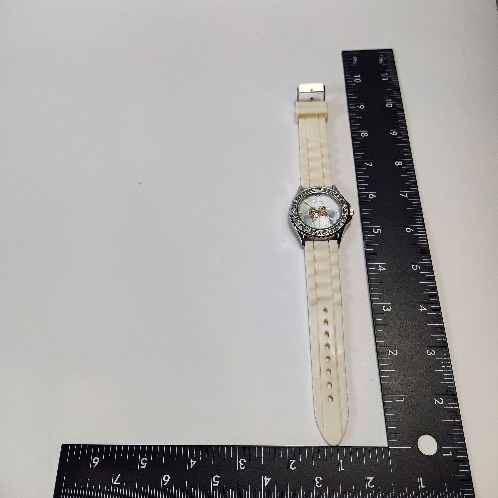 Disney Disney Minnie Mouse Rhinestone Watch White Silicone Band Size ONE SIZE - 5 Thumbnail