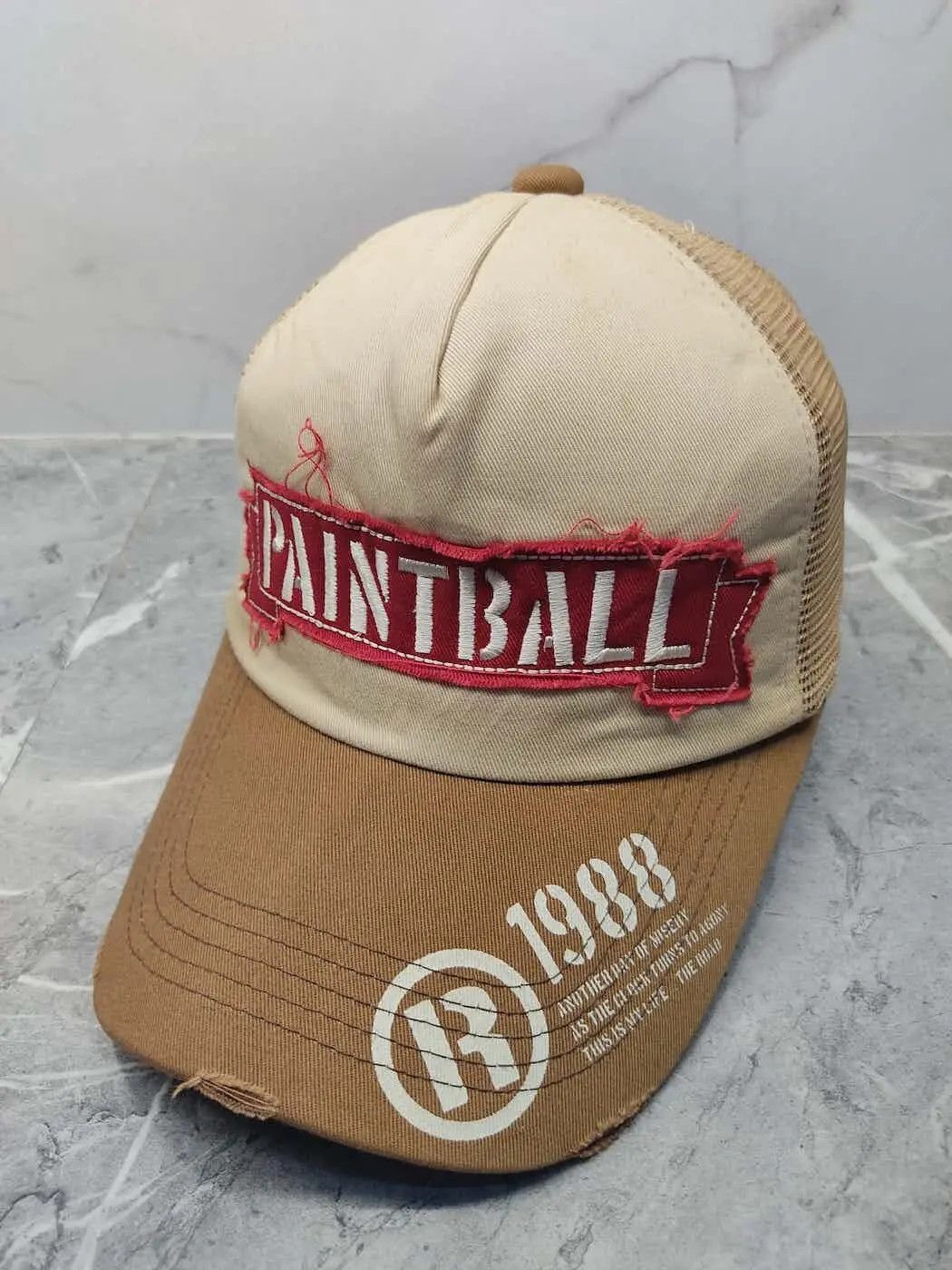 image of Vintage Paintball Distressed Style Trucker Hat Cap in Mix, Men's