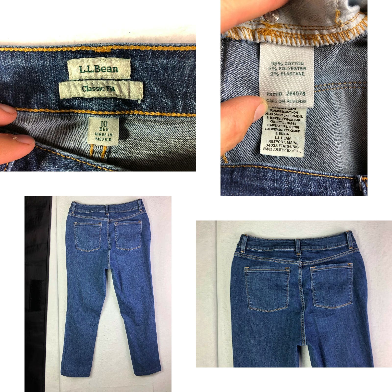 Vintage LL Bean Classic Fit Straight Leg Jeans Womens Size 10 Regular 28x25 Blue Denim Cotton Mid Rise Zip Inseam 25.5 Measured 28x25 Blue Jean LED Size 32" / US 10 / IT 46 - 8 Thumbnail