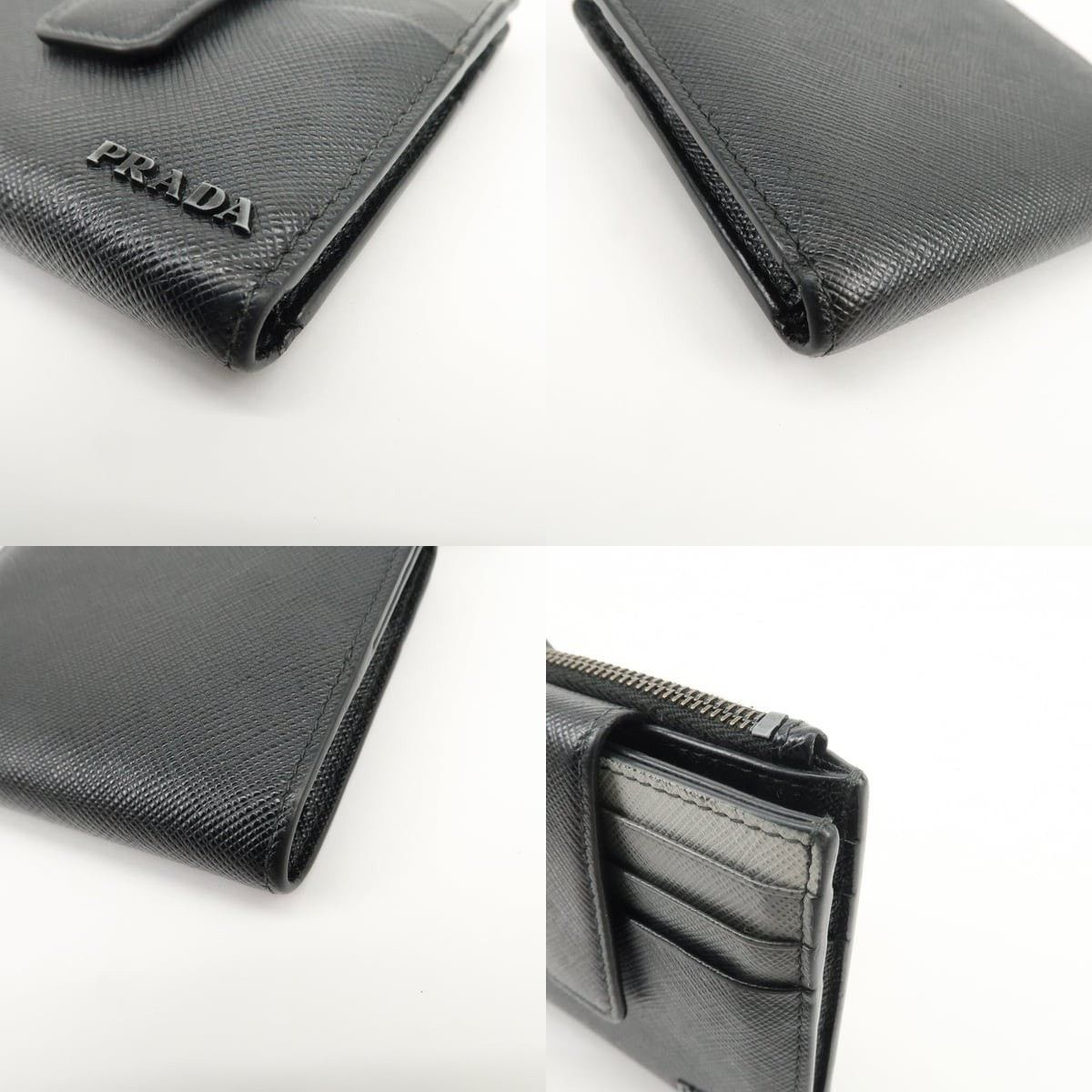 Prada Prada Saffiano Compact Wallet Black Size ONE SIZE - 4 Thumbnail