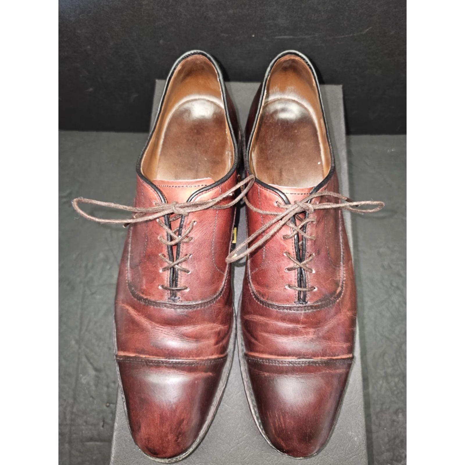 Allen Edmonds Park Avenue Oxford Cap Toe Leather Dress Shoes Size 9 1/2 C Oxblood
