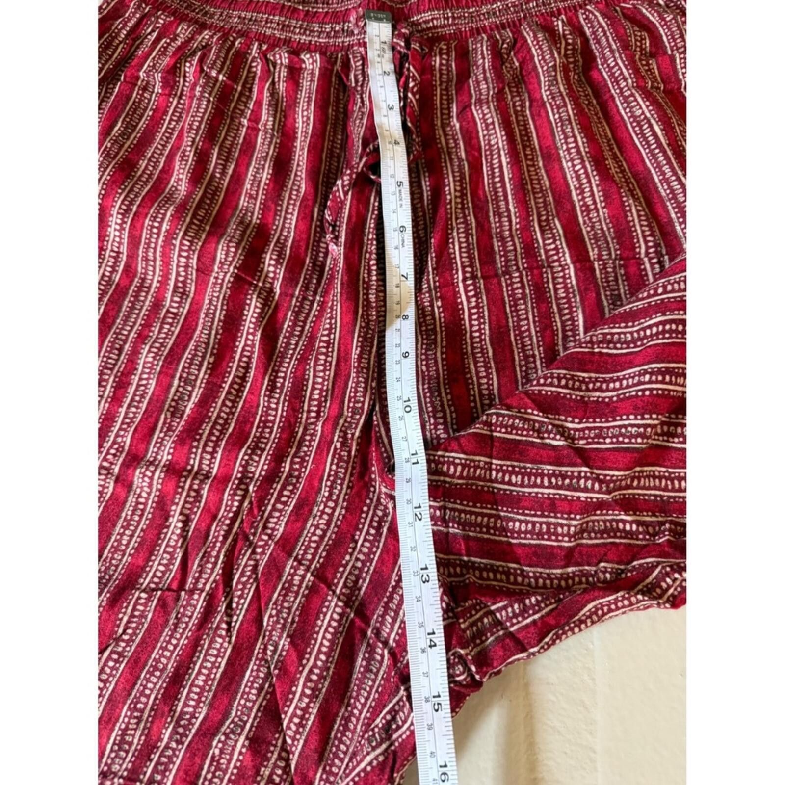 Other Vintage Norton McNaughton Burgundy Striped Rayon Wide Leg 16 Size 38" / US 16 / IT 52 - 9 Thumbnail
