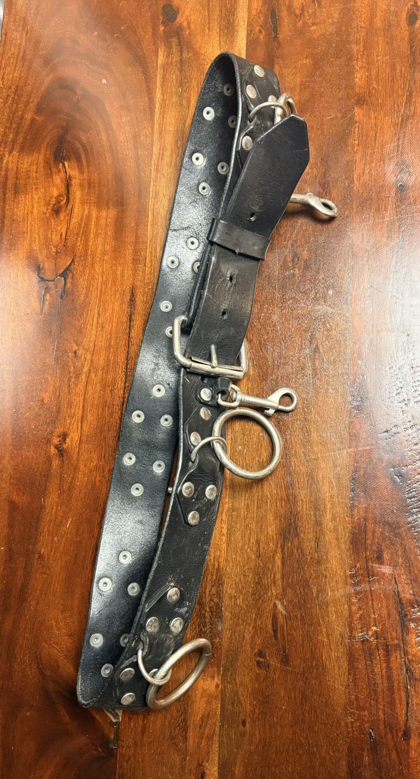 Vintage Black Leather Belt Heavy Duty Punk Size 38 - 1 Thumbnail