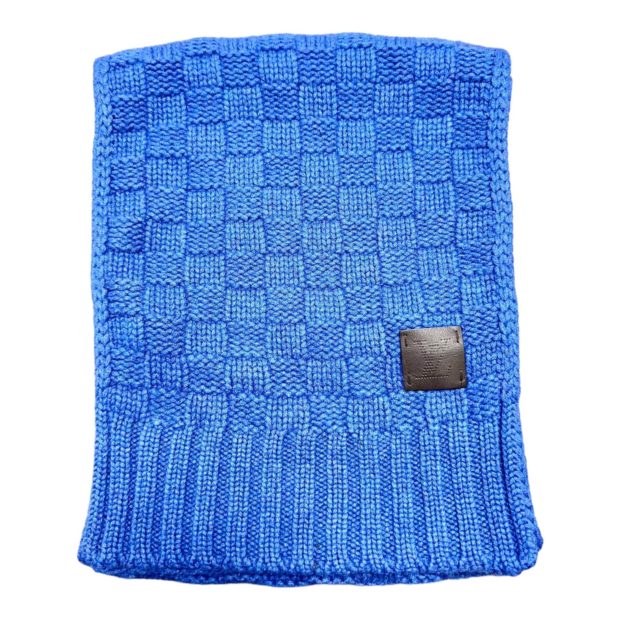 Louis Vuitton Damier Knit Helsinki Scarf Blue Size ONE SIZE - 1 Thumbnail
