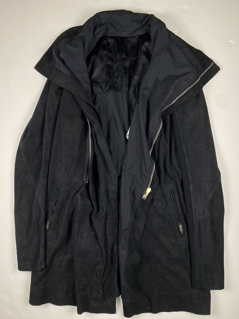 image of Rick Owens Blistered Lambskin Long Naska in Black, Men's (Size Medium)