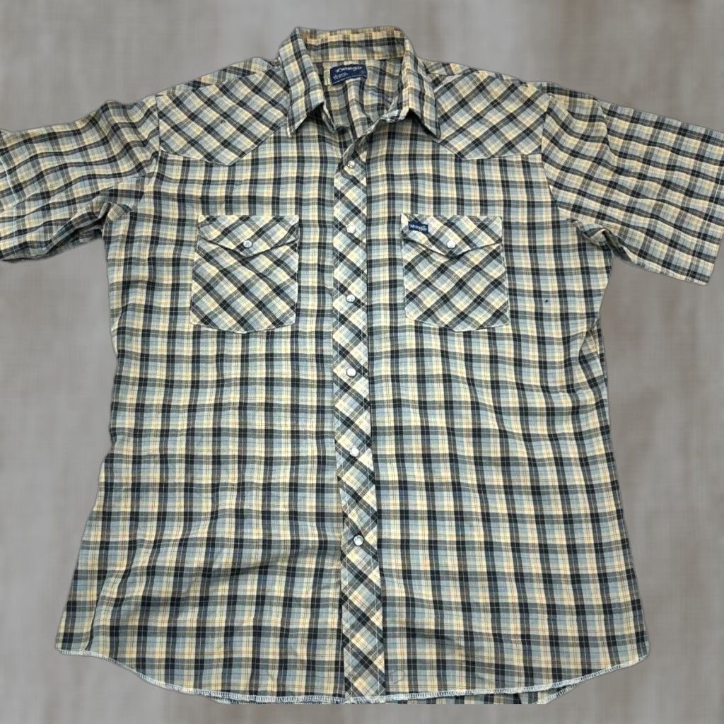 Wrangler VINTAGE Wrangler Shirt Men L Brown Plaid Button-Up Snap 90s Western USA Size US L / EU 52-54 / 3 - 1 Thumbnail