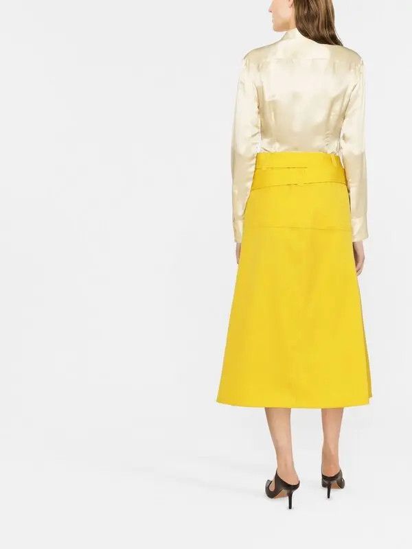 Jil Sander o1y1025 Midi Skirt in Yellow Size 27" / US 4 / IT 40 - 4 Thumbnail