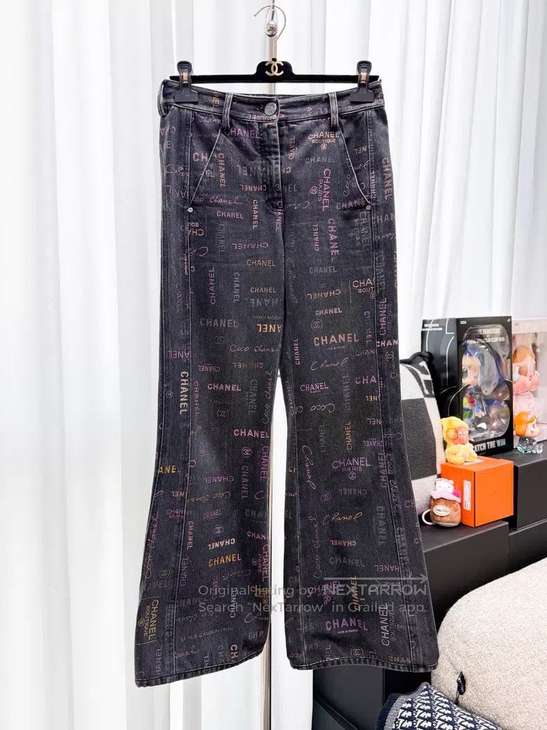 Chanel Chanel Letter graffiti denim wide-leg pants Size 24" / US 00 / IT 34 - 1 Thumbnail