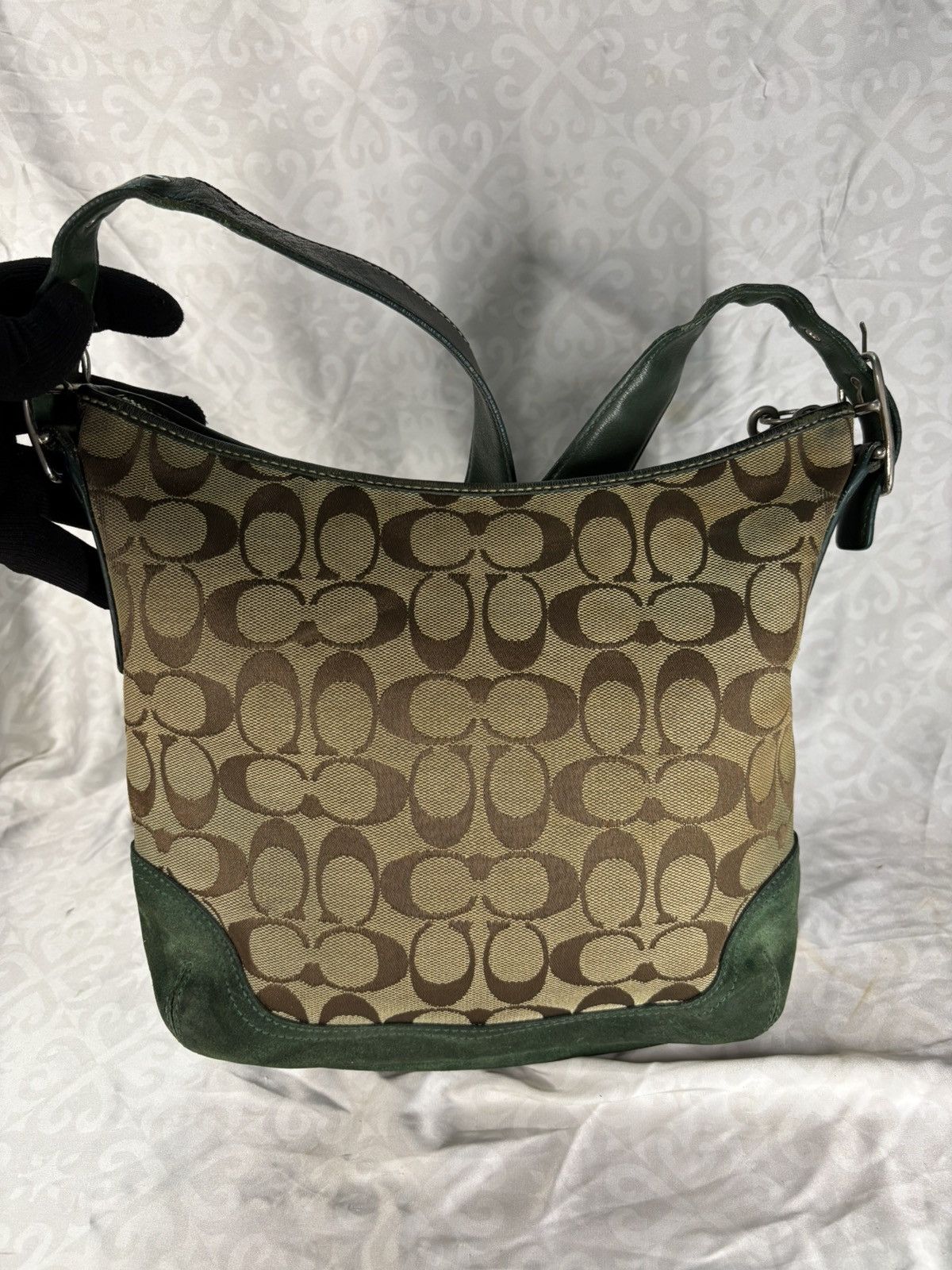 Coach (over used) Coach Green Suede Leather Sling Bag Size ONE SIZE - 3 Thumbnail