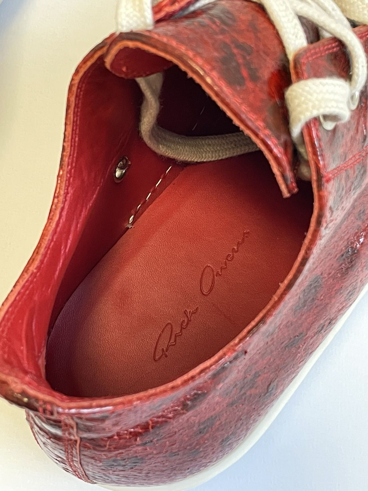 Rick Owens S/S 17 Red Wolf Fish Leather Ramones Sneakers Size US 8 / EU 41 - 9 Thumbnail