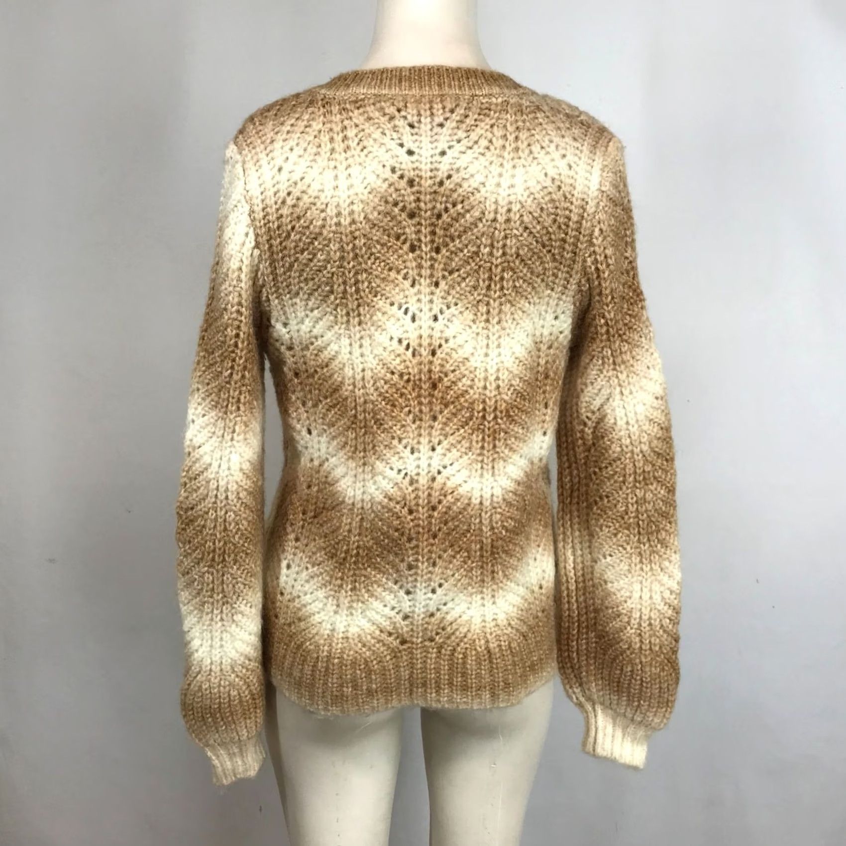 Loft LOFT SWEATER WOMEN'S SMALL BROWN WHITE LONG SLEEVE V NECK PULL-OVER Size S / US 4 / IT 40 - 5 Thumbnail